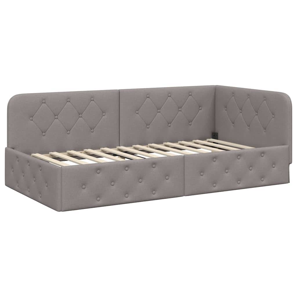 vidaXL Eckbettgestell Taupe 100 x 200 cm Stoff