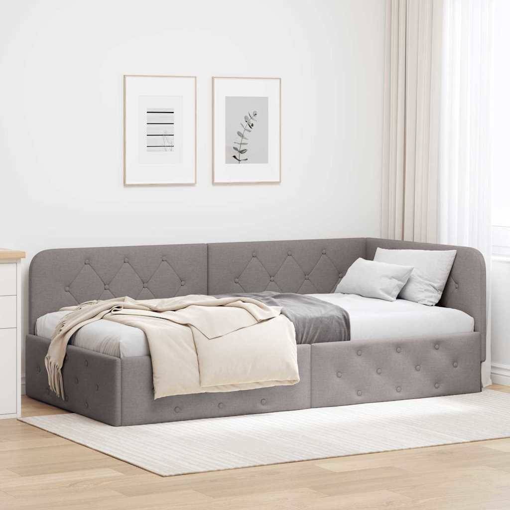 vidaXL Eckbettgestell Taupe 100 x 200 cm Stoff
