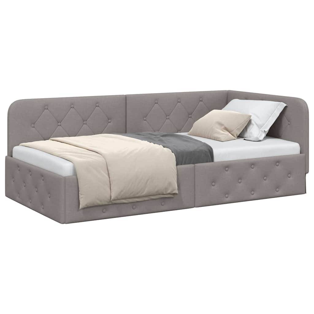 vidaXL Eckbettgestell Taupe 100 x 200 cm Stoff