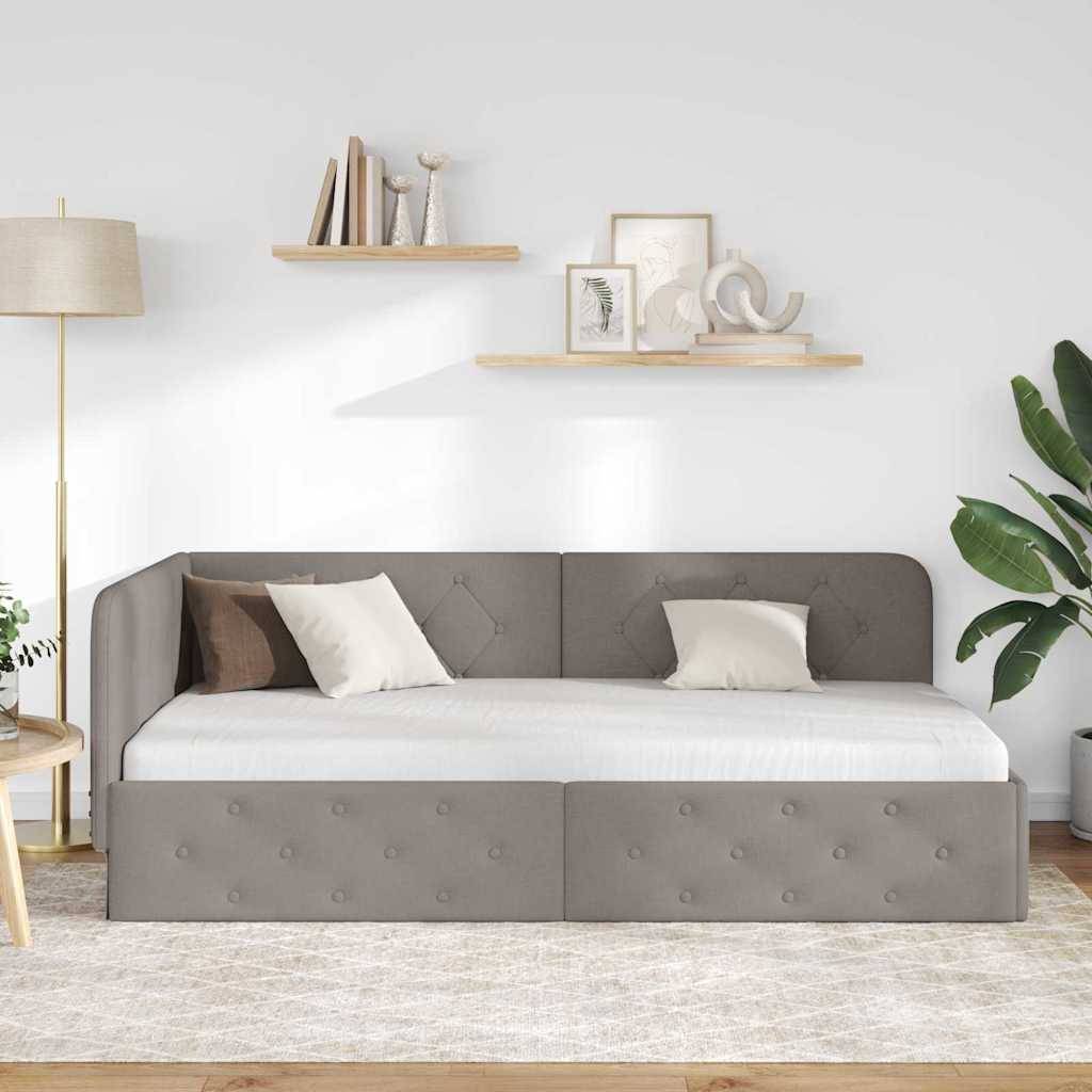 vidaXL Eckbettgestell Taupe 100 x 200 cm Stoff