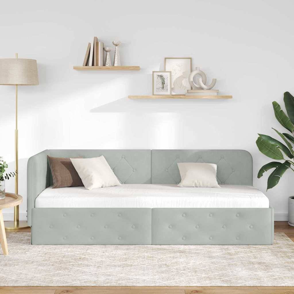 vidaXL Eckbettgestell Hellgrau 80 x 200 cm Samt