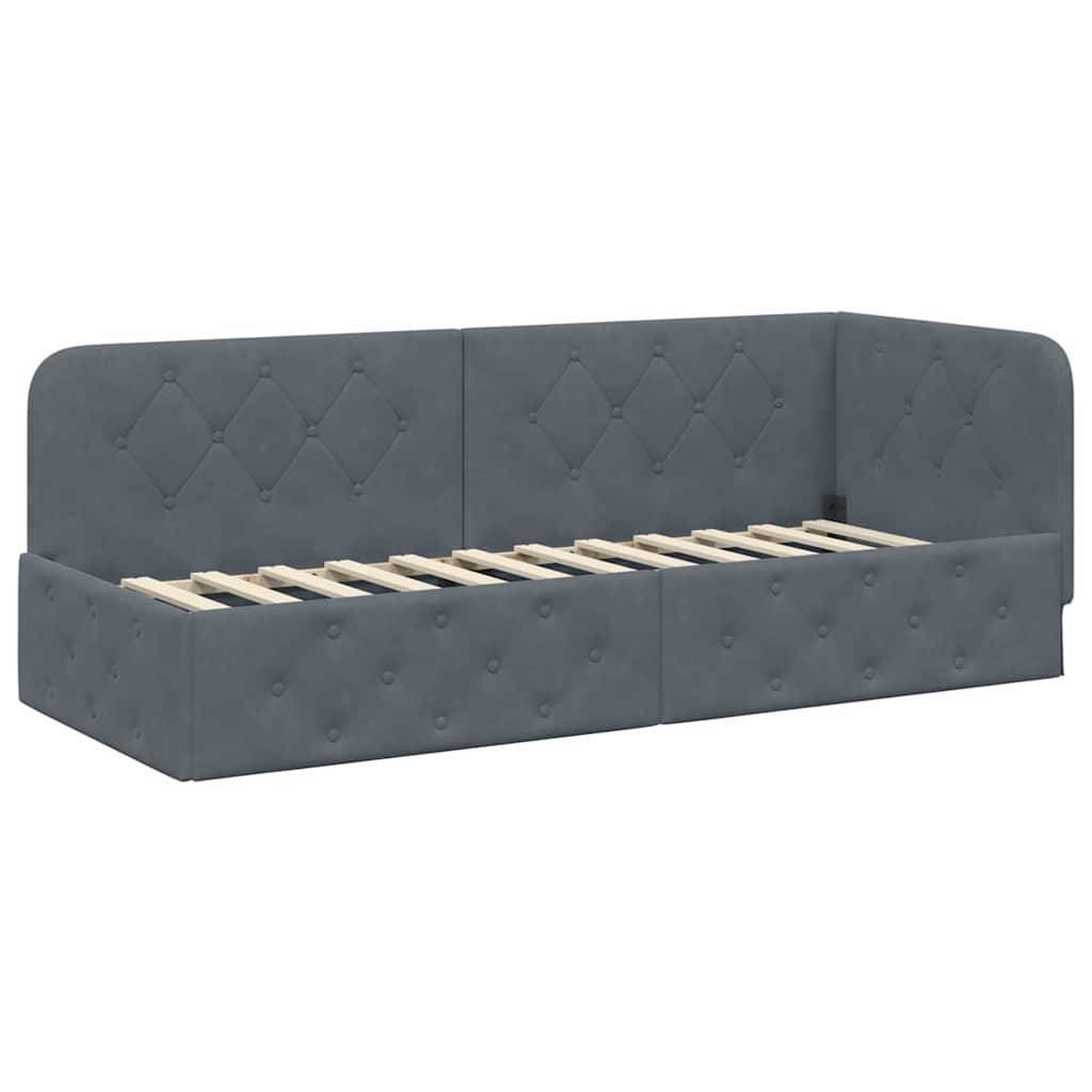 vidaXL Eckbettgestell Dunkelgrau 80 x 200 cm Samt