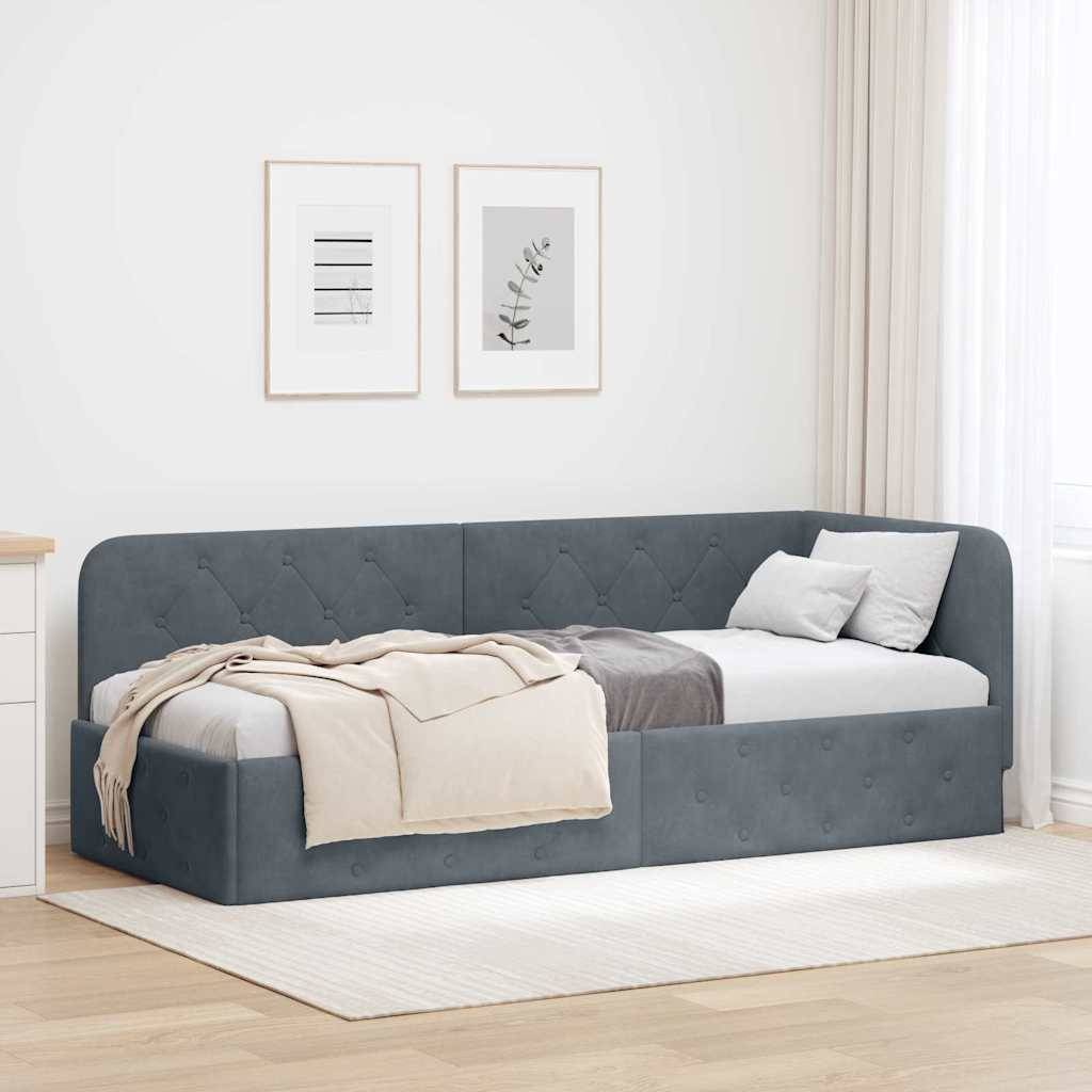 vidaXL Eckbettgestell Dunkelgrau 80 x 200 cm Samt