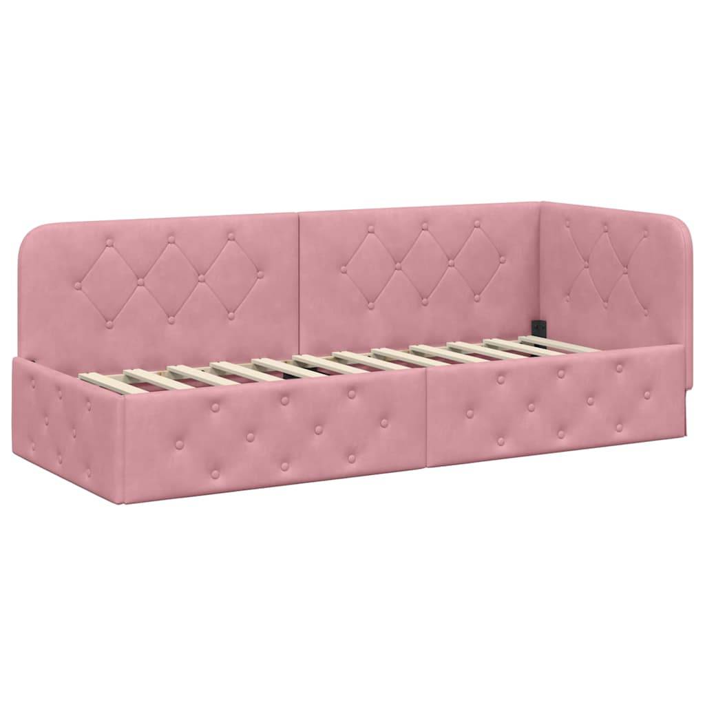 vidaXL Eckbettgestell Rosa 80 x 200 cm Samt