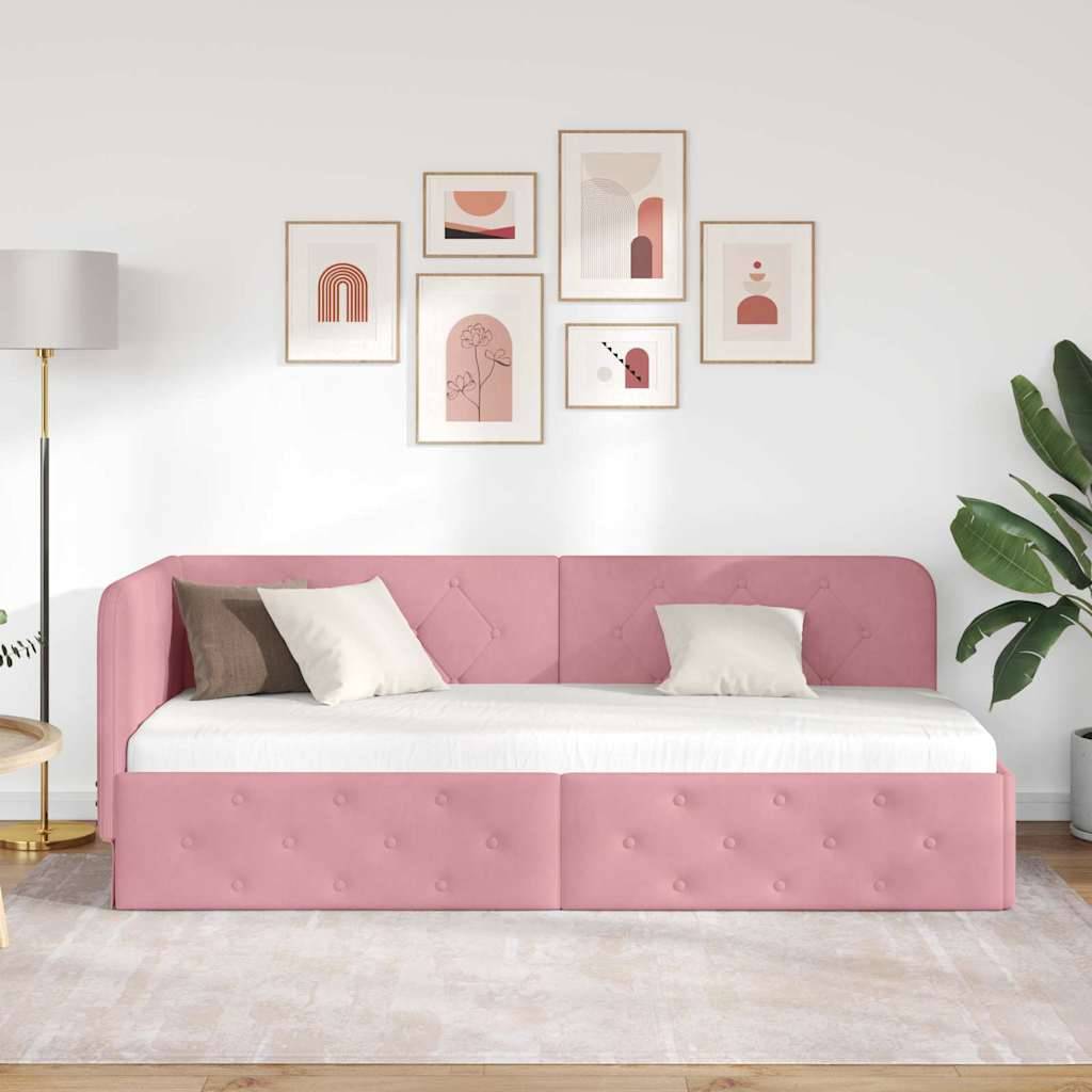 vidaXL Eckbettgestell Rosa 80 x 200 cm Samt