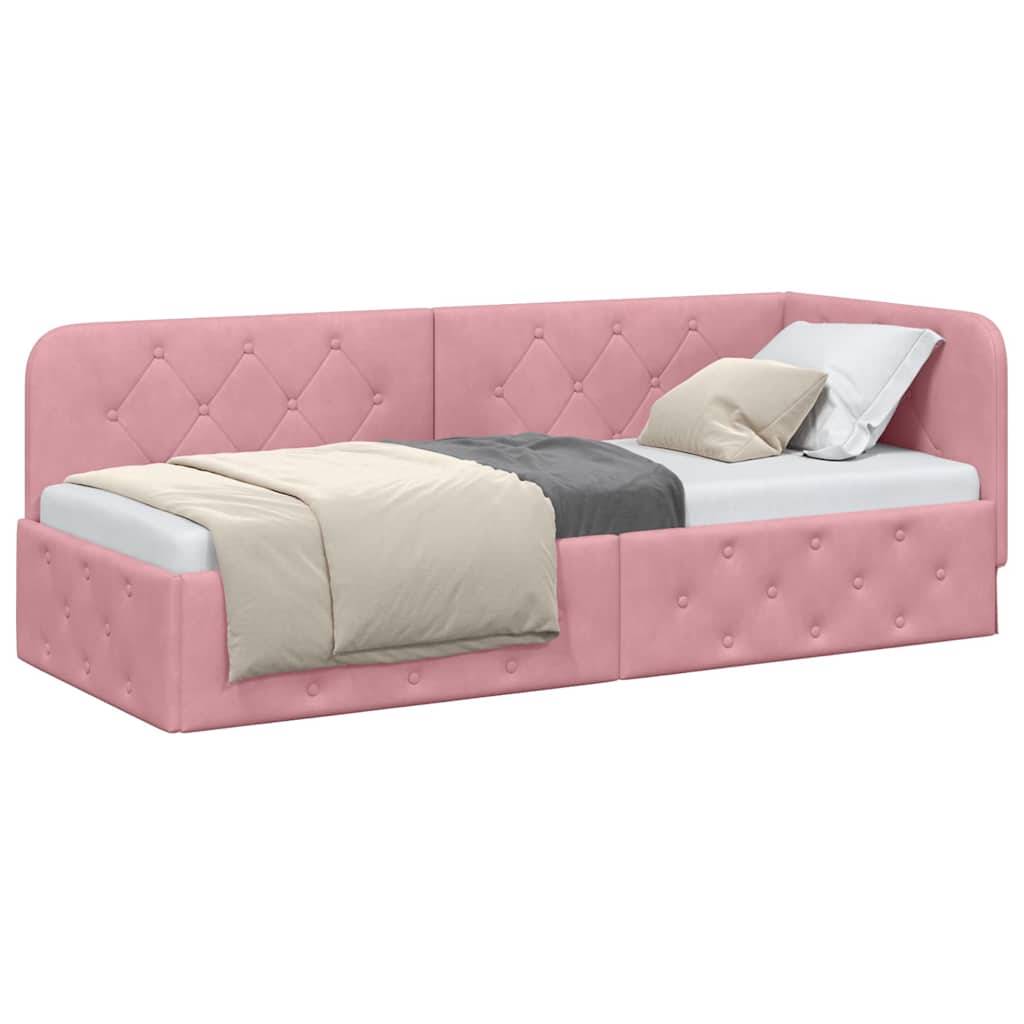 vidaXL Eckbettgestell Rosa 80 x 200 cm Samt