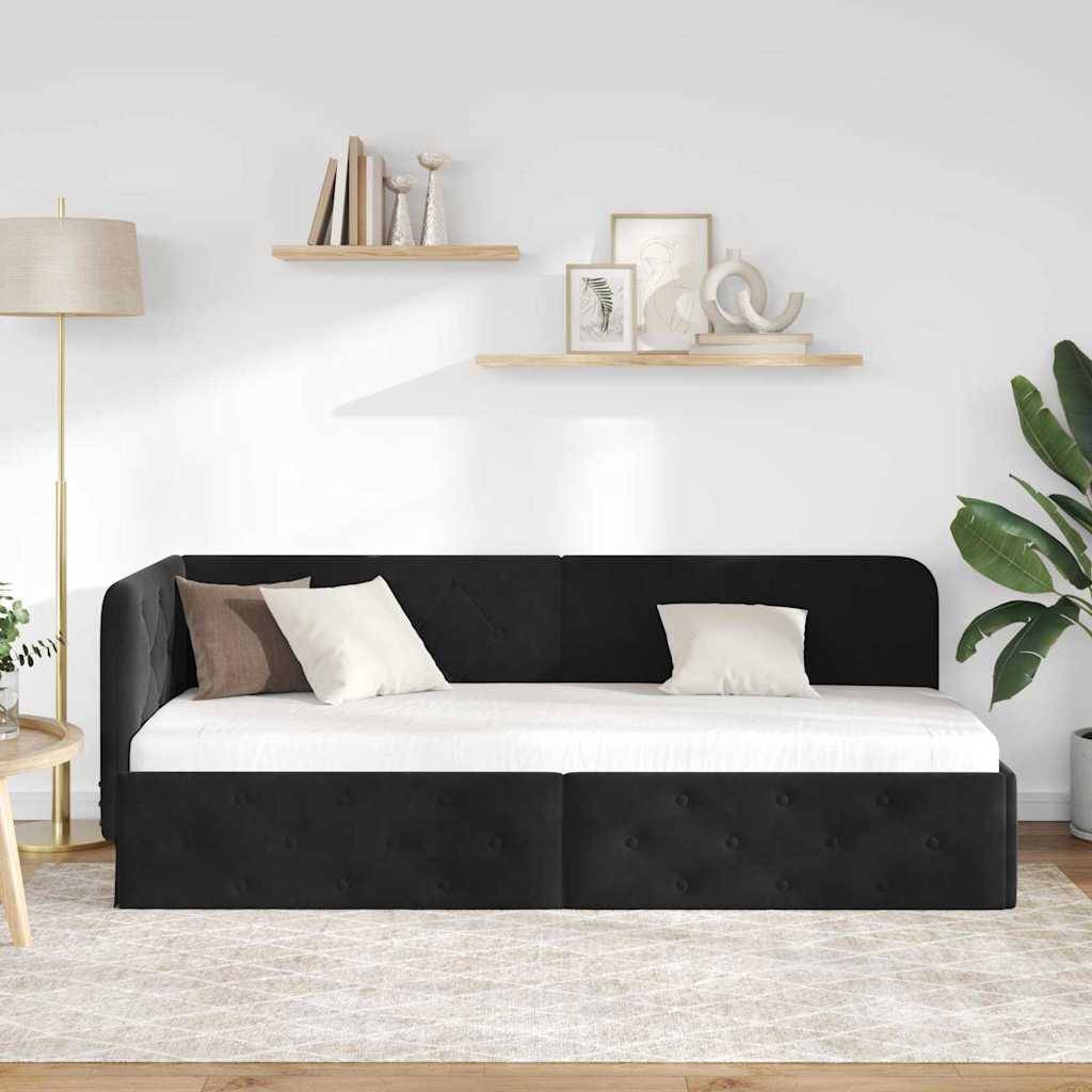 vidaXL Eckbettgestell Schwarz 80 x 200 cm Samt