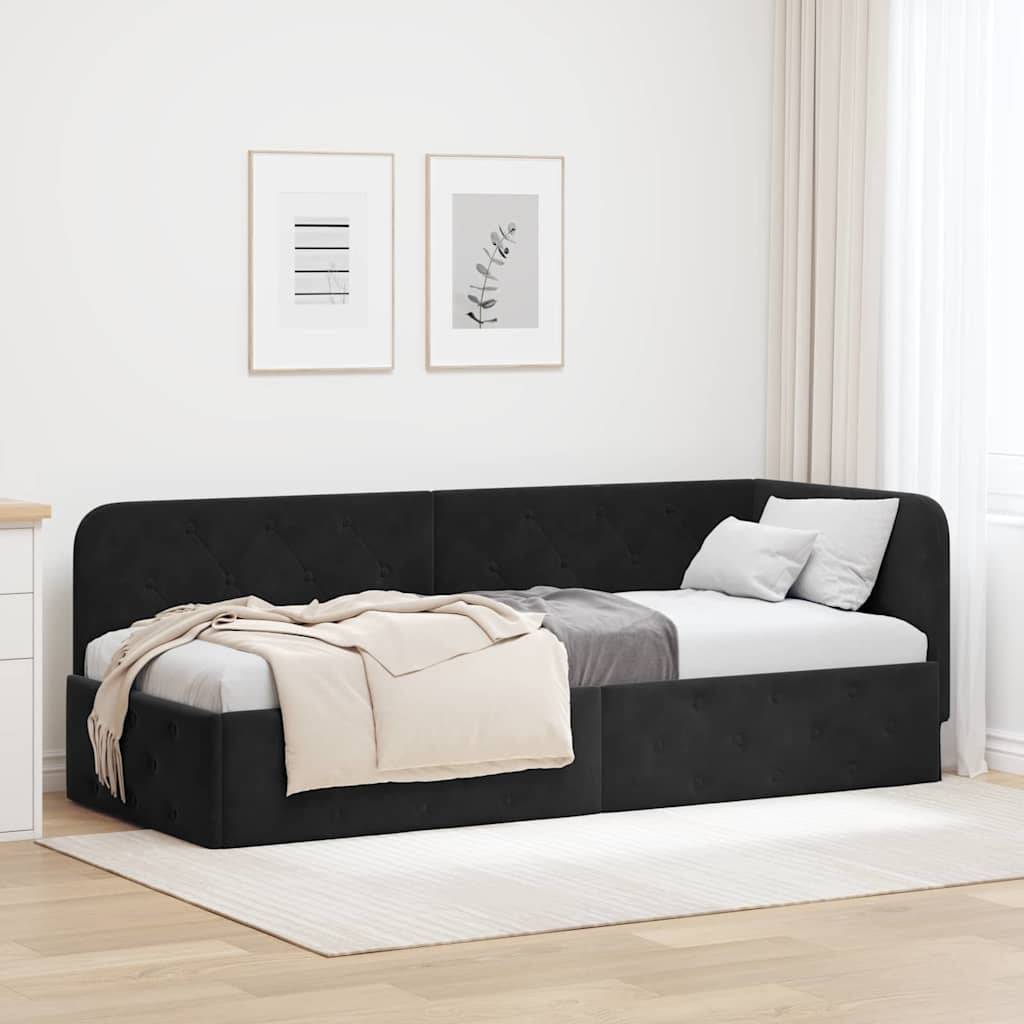 vidaXL Eckbettgestell Schwarz 80 x 200 cm Samt