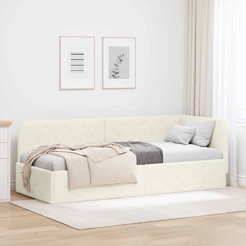 vidaXL Eckbettgestell Creme 80 x 200 cm Samt