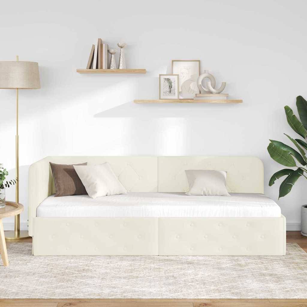 vidaXL Eckbettgestell Creme 80 x 200 cm Samt