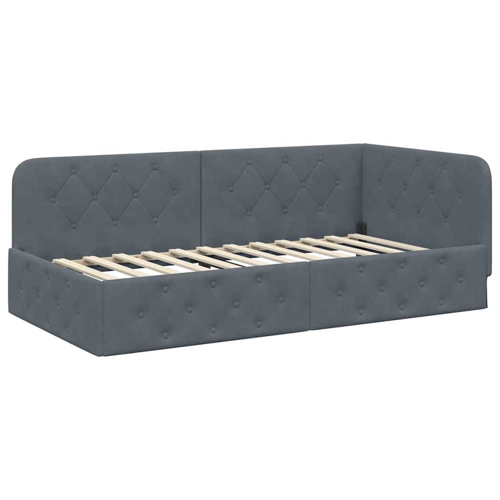 vidaXL Eckbettgestell Dunkelgrau 90 x 190 cm Samt
