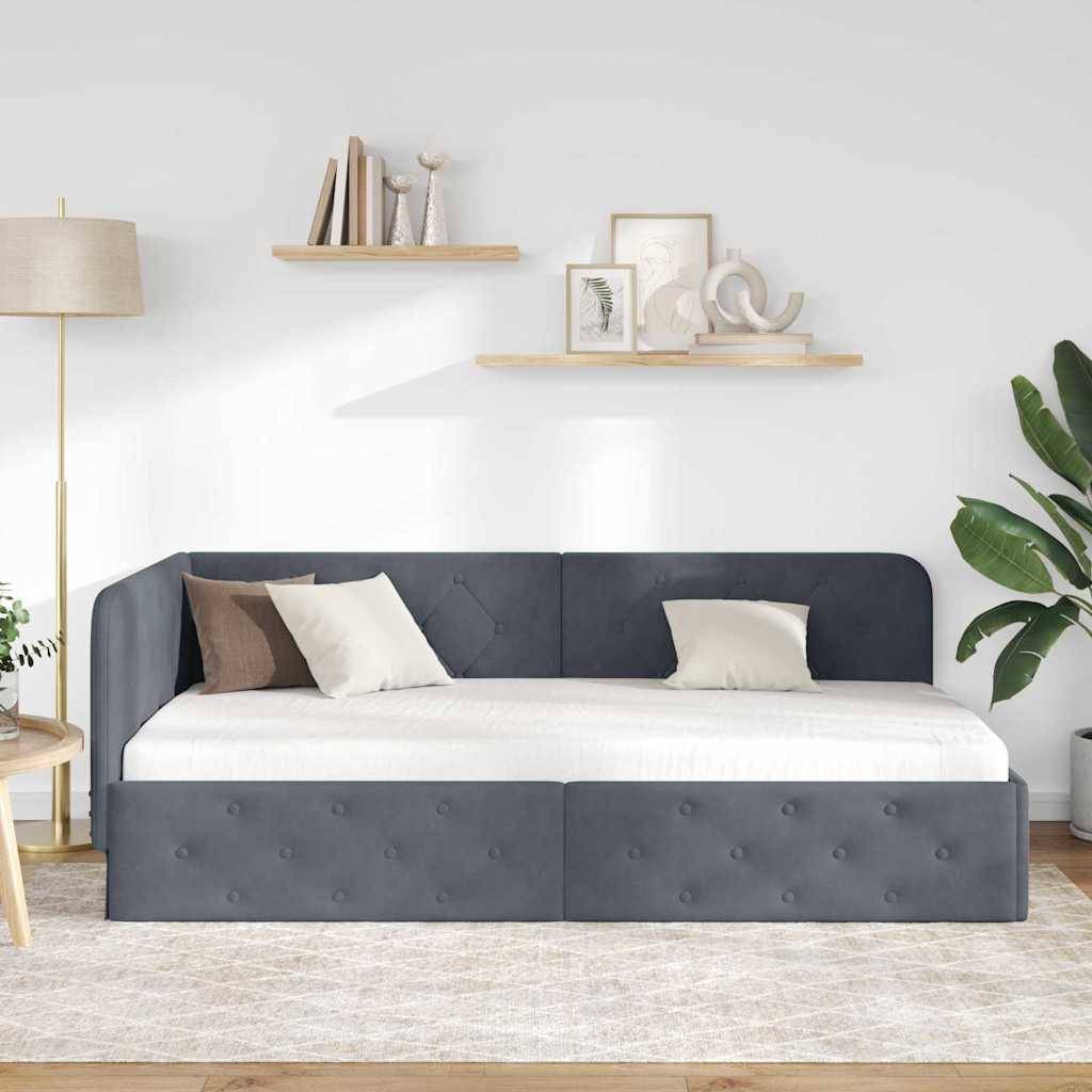 vidaXL Eckbettgestell Dunkelgrau 100 x 200 cm Samt
