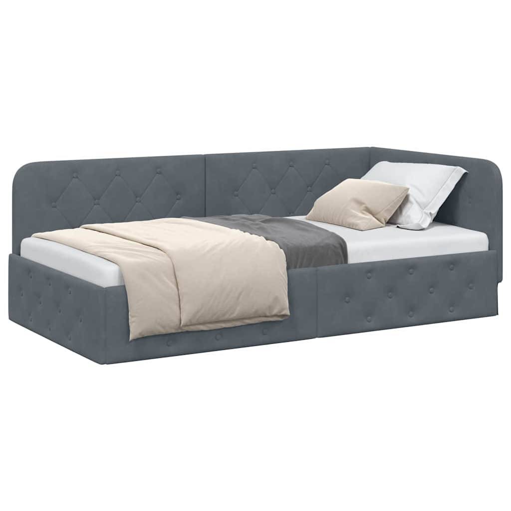 vidaXL Eckbettgestell Dunkelgrau 100 x 200 cm Samt