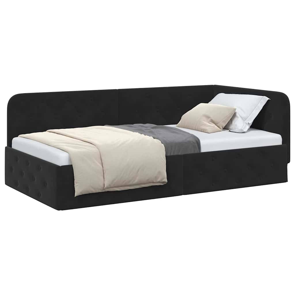 vidaXL Eckbettgestell Schwarz 90 x 200 cm Samt