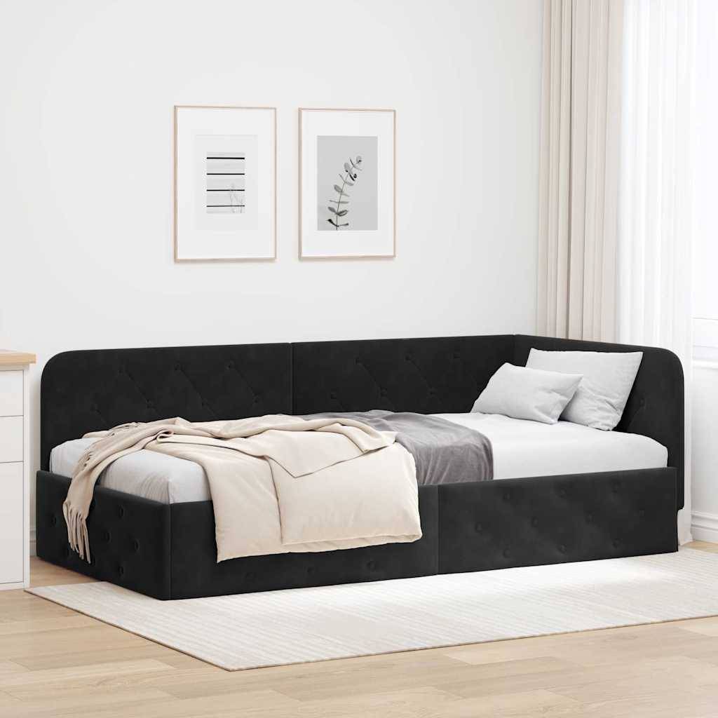 vidaXL Eckbettgestell Schwarz 90 x 200 cm Samt