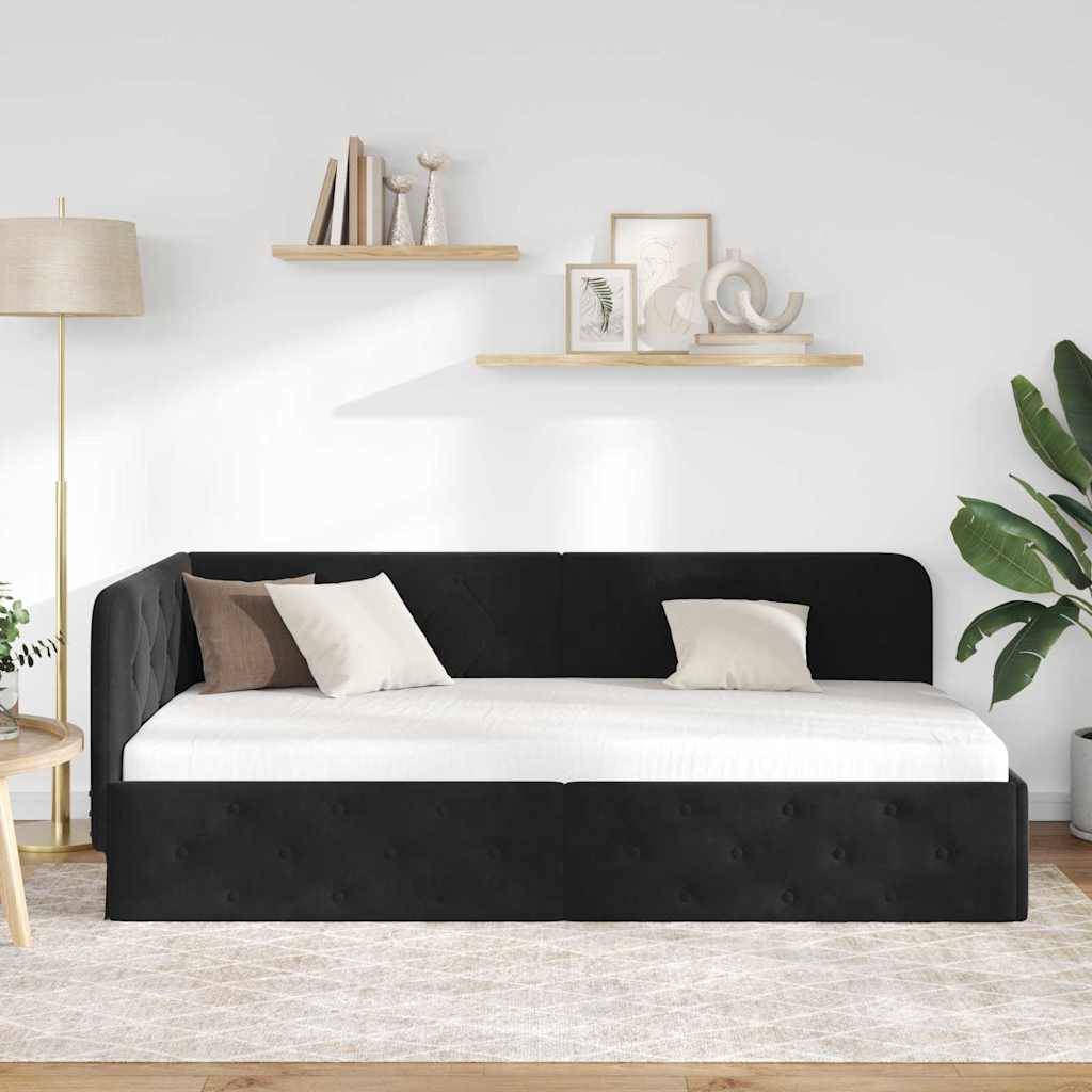 vidaXL Eckbettgestell Schwarz 90 x 200 cm Samt