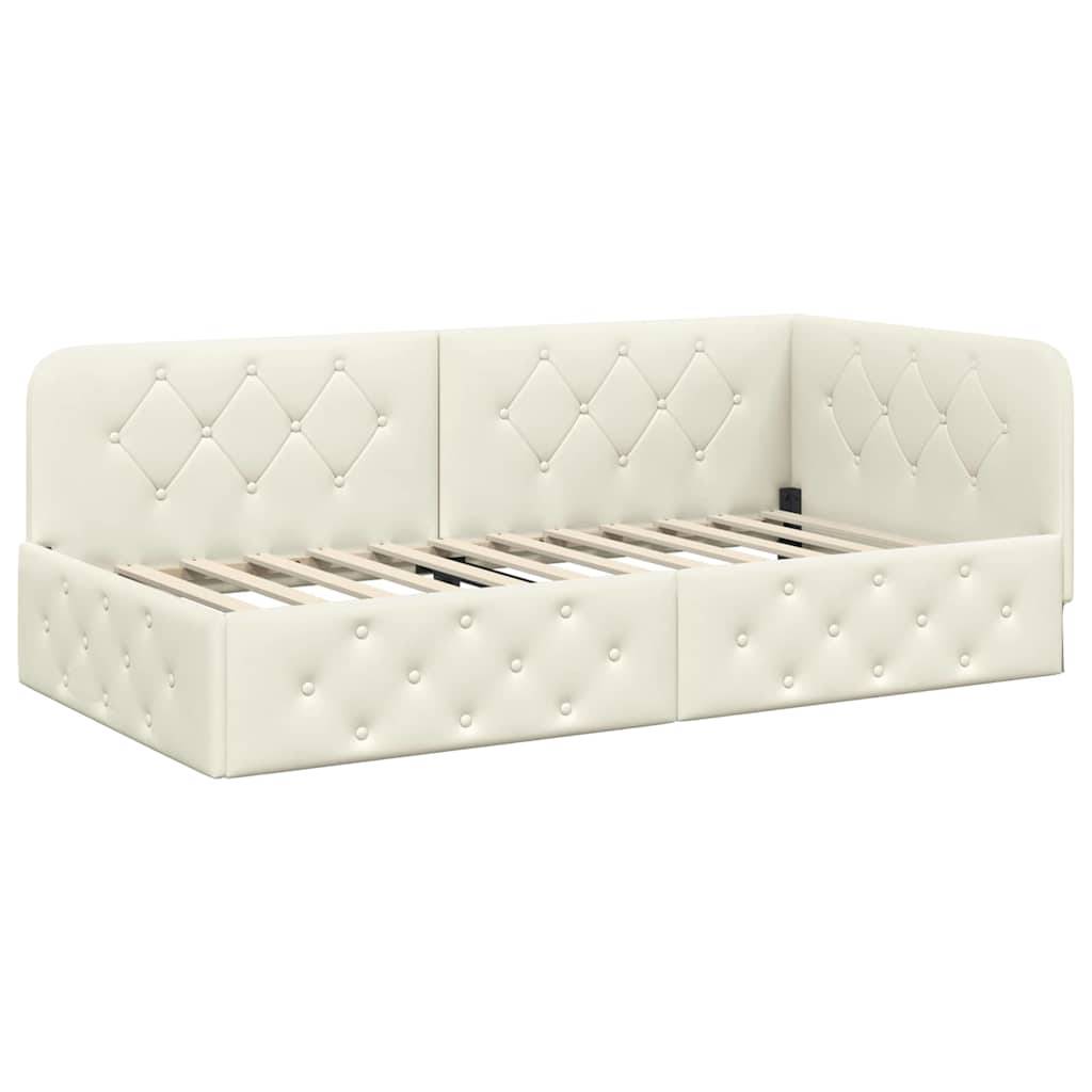 vidaXL Eckbettgestell Creme 90 x 190 cm Samt