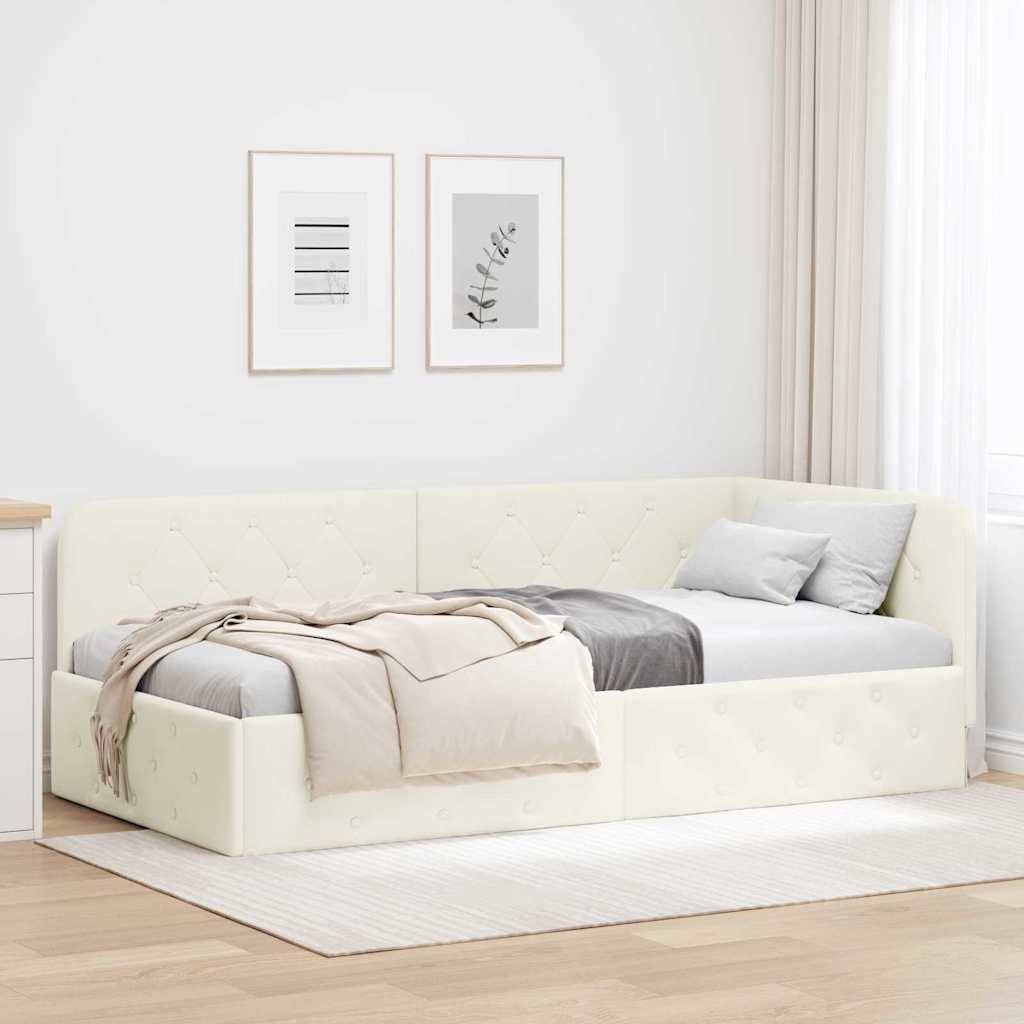 vidaXL Eckbettgestell Creme 90 x 190 cm Samt