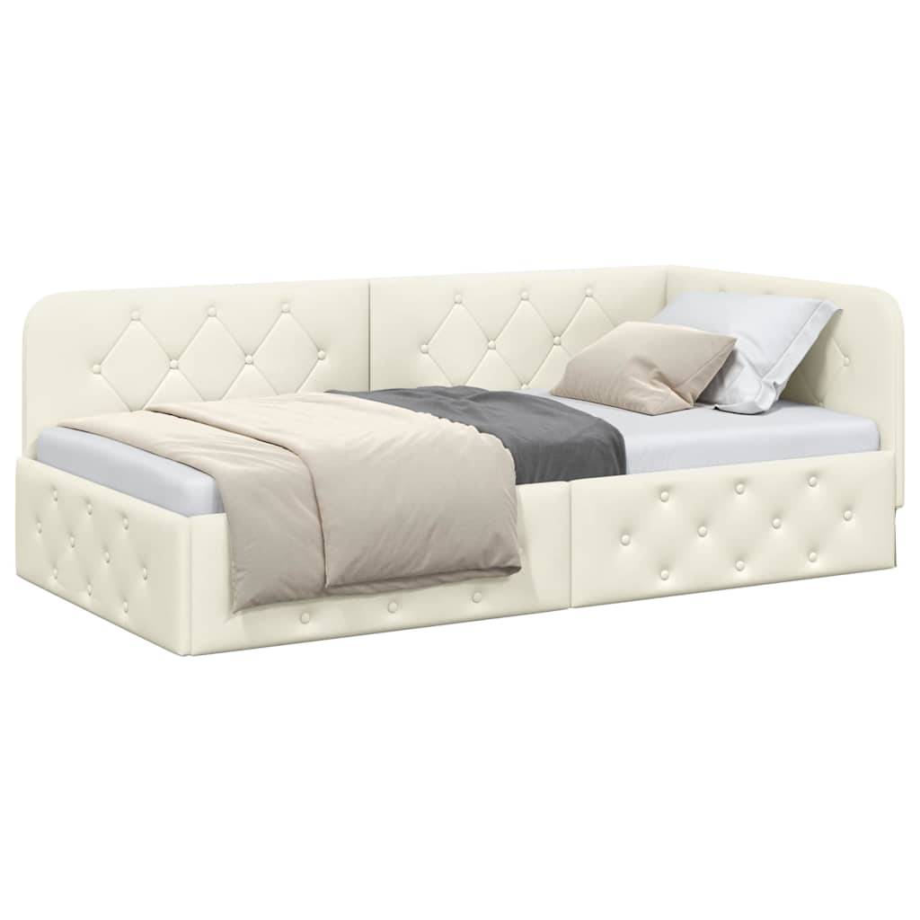 vidaXL Eckbettgestell Creme 90 x 190 cm Samt