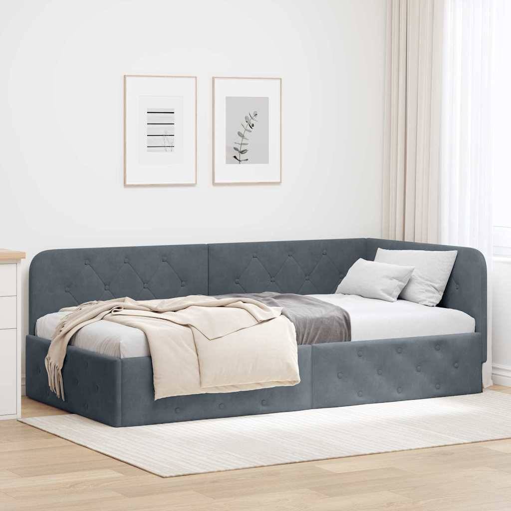 vidaXL Eckbettgestell Dunkelgrau 100 x 200 cm Samt