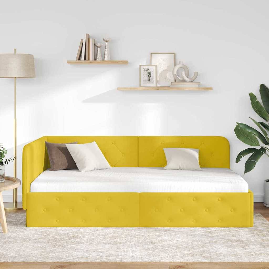 vidaXL Eckbettgestell Gelb 90 x 200 cm Samt