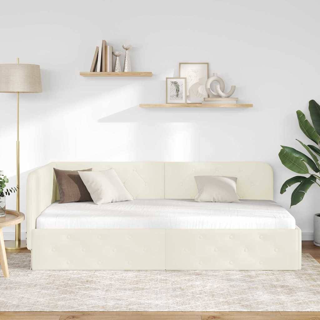 vidaXL Eckbettgestell Creme 90 x 190 cm Samt