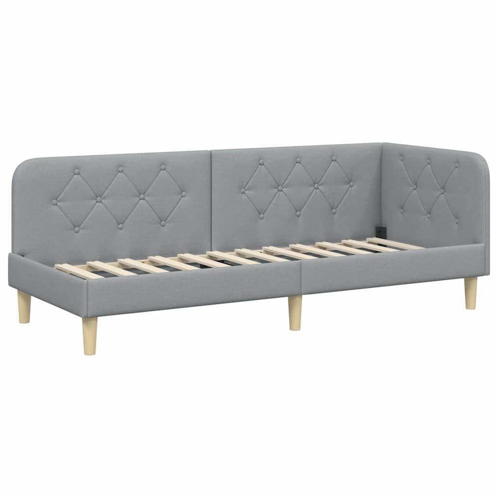 vidaXL Eckbettgestell Hellgrau 80 x 200 cm Stoff