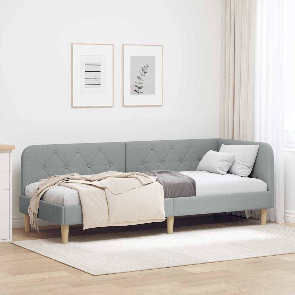 vidaXL Eckbettgestell Hellgrau 80 x 200 cm Stoff