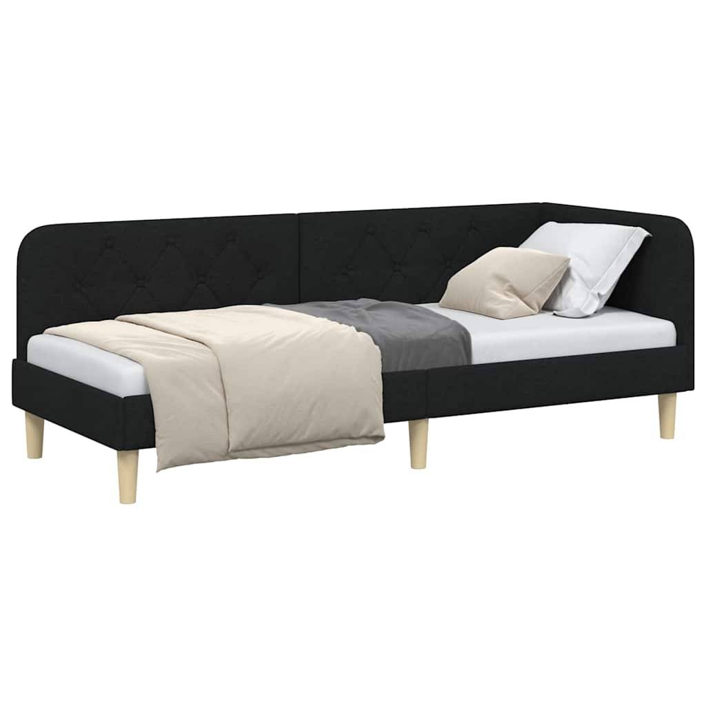 vidaXL Eckbettgestell Schwarz 80 x 200 cm Stoff
