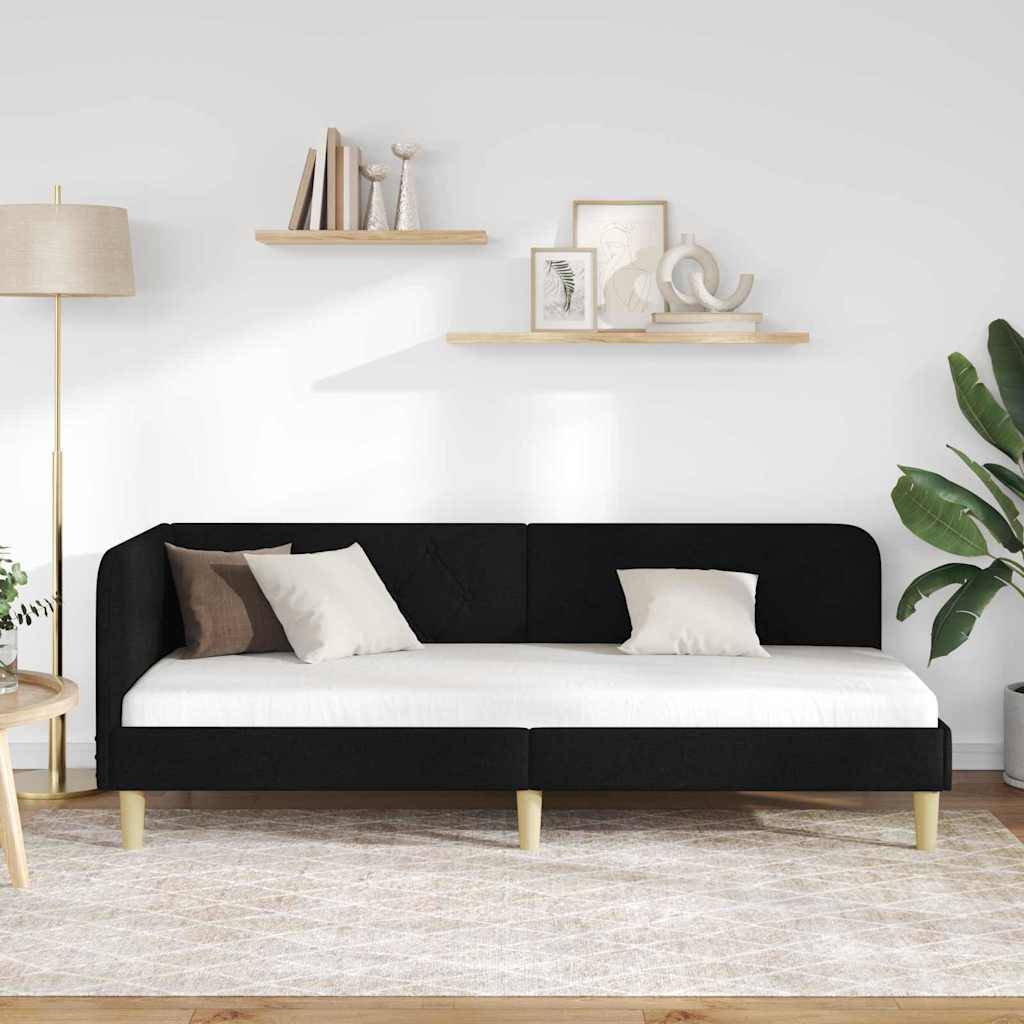 vidaXL Eckbettgestell Schwarz 80 x 200 cm Stoff
