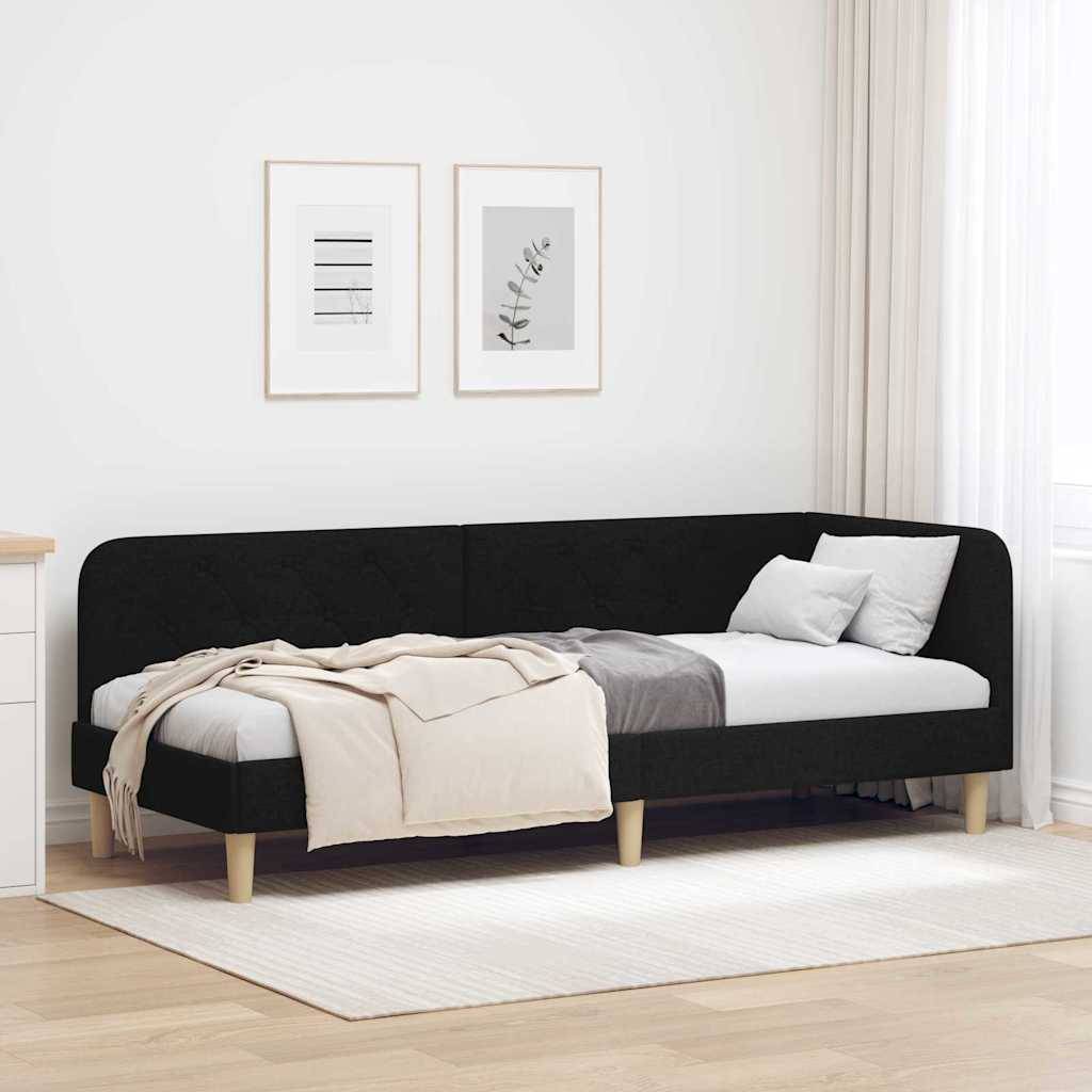 vidaXL Eckbettgestell Schwarz 80 x 200 cm Stoff