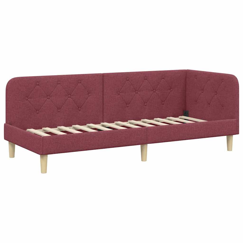 vidaXL Eckbettgestell Weinrot 80 x 200 cm Stoff