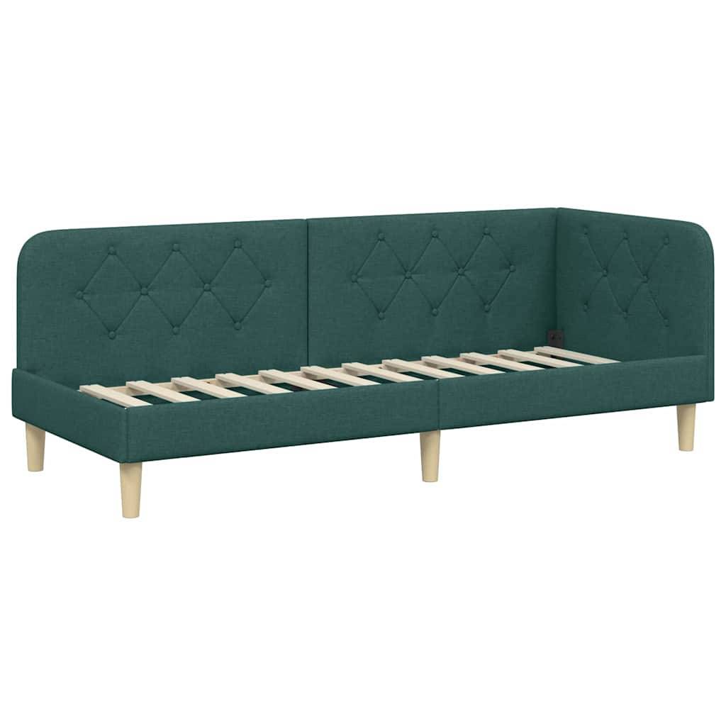 vidaXL Eckbettgestell Dunkelgrün 80 x 200 cm Stoff