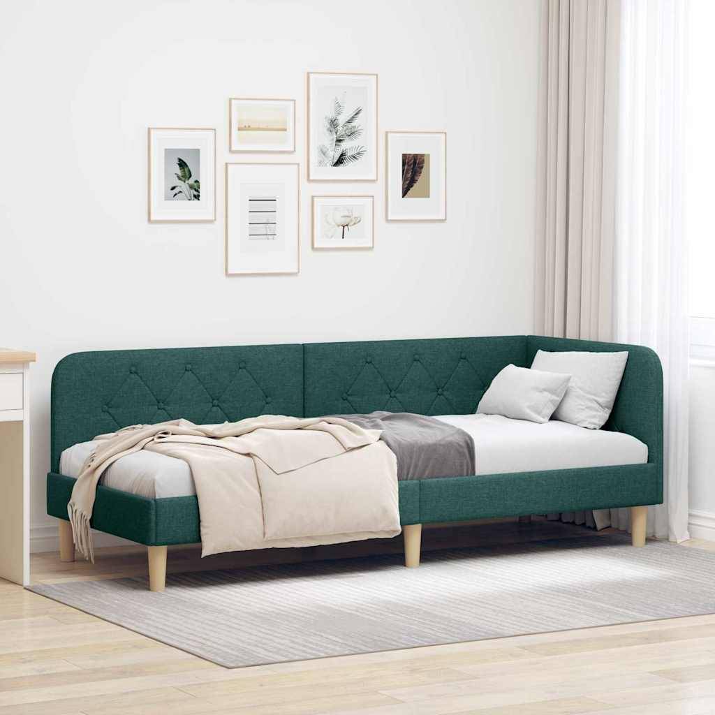 vidaXL Eckbettgestell Dunkelgrün 80 x 200 cm Stoff