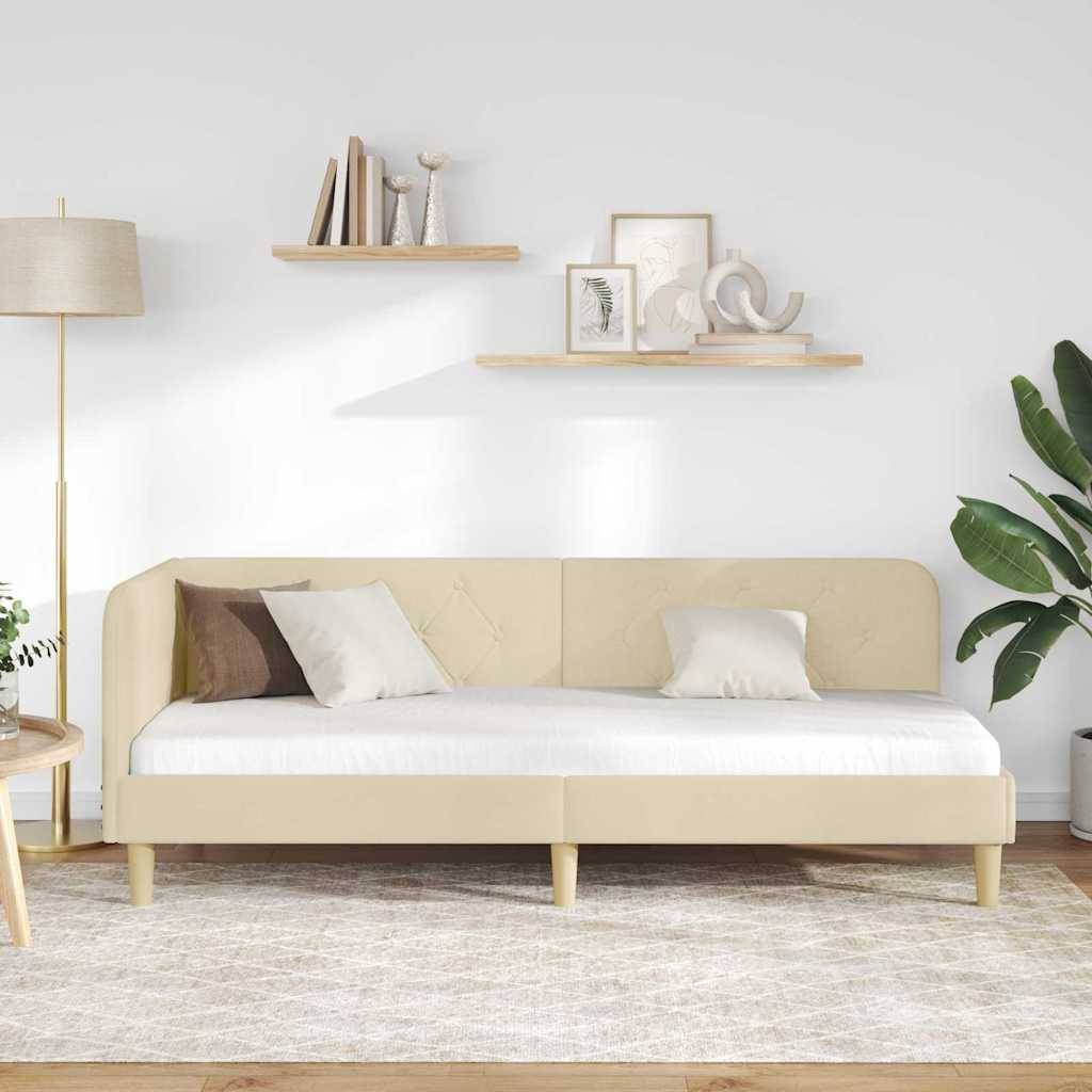 vidaXL Eckbettgestell Creme 80 x 200 cm Stoff
