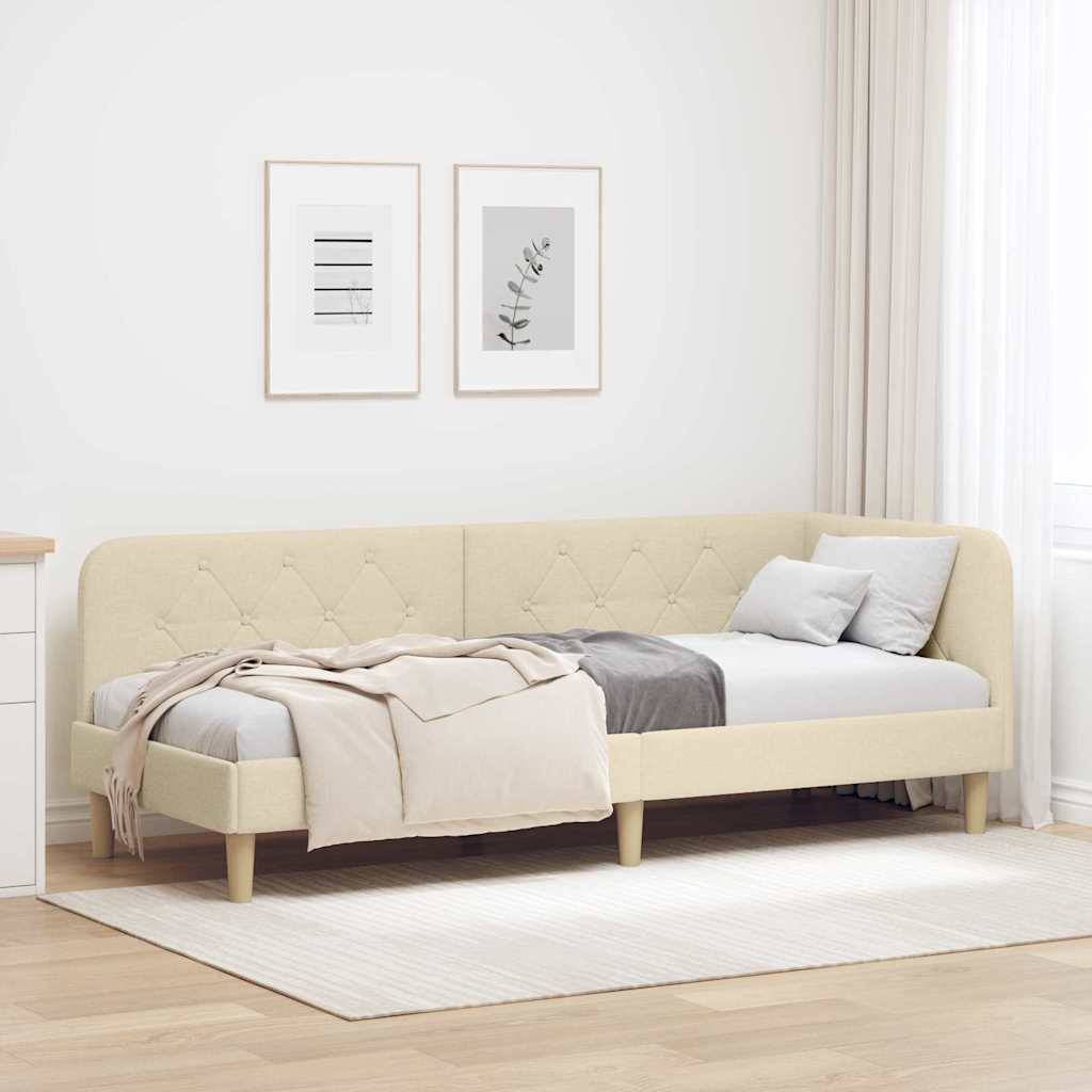 vidaXL Eckbettgestell Creme 80 x 200 cm Stoff