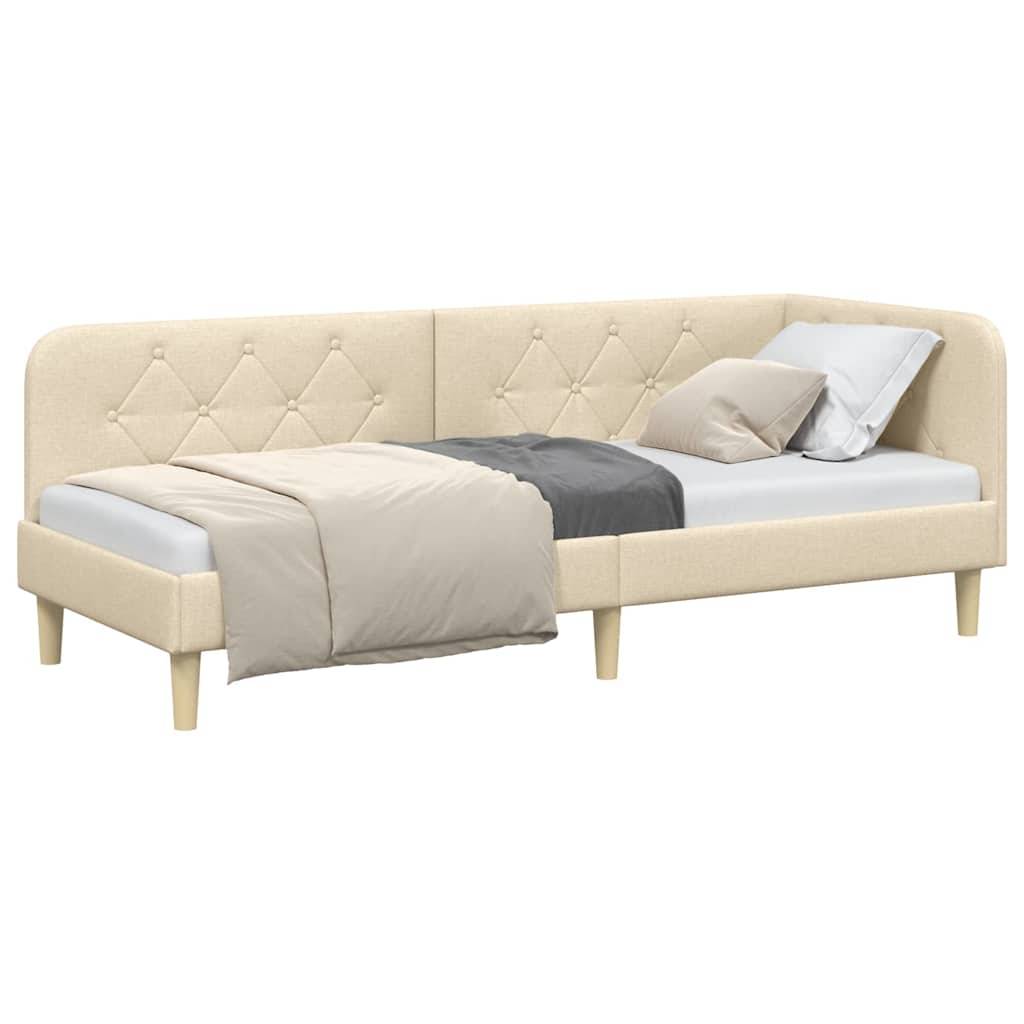 vidaXL Eckbettgestell Creme 80 x 200 cm Stoff