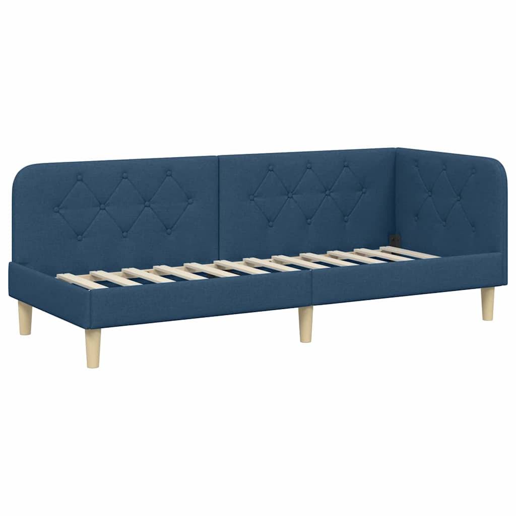 vidaXL Eckbettgestell Blau 80 x 200 cm Stoff