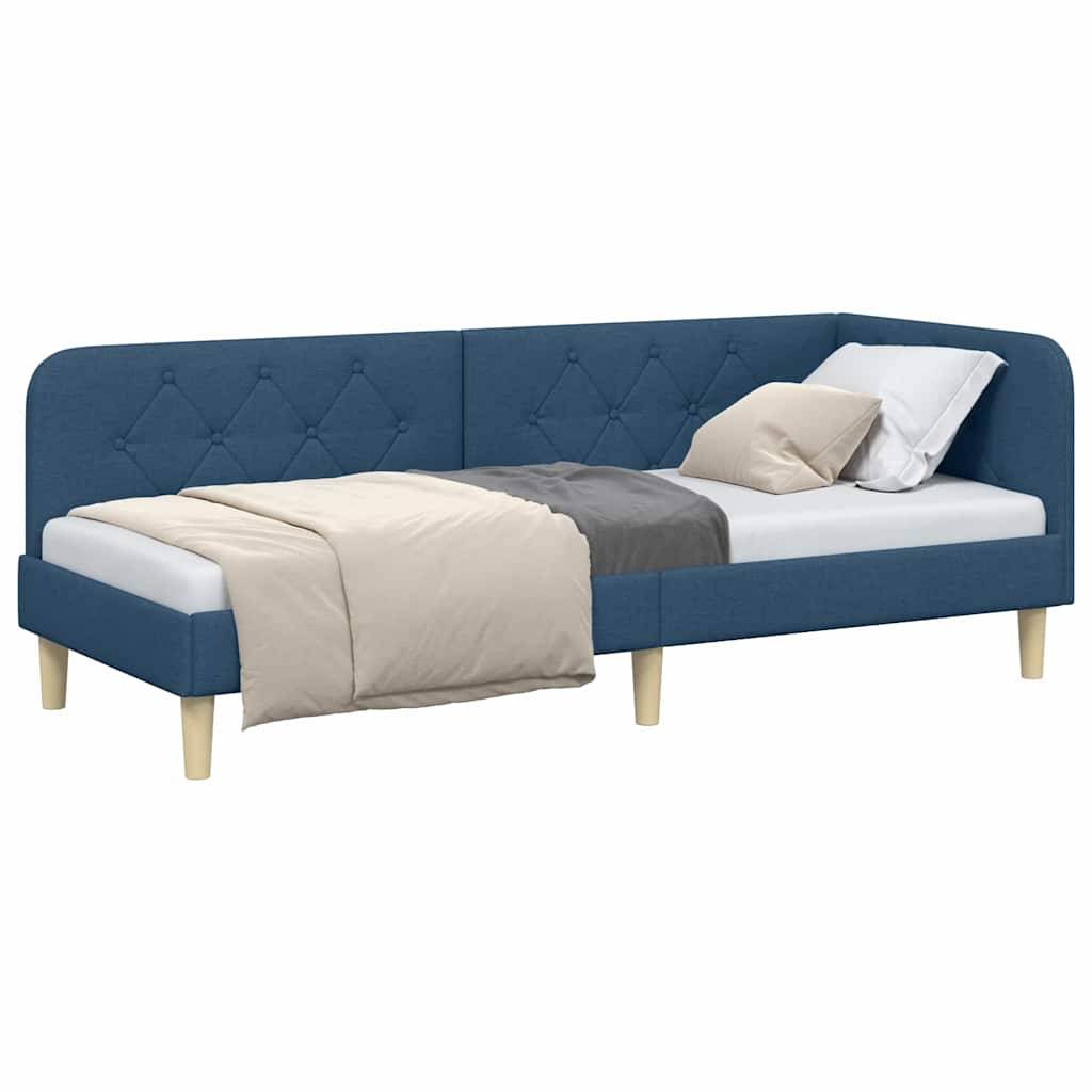 vidaXL Eckbettgestell Blau 80 x 200 cm Stoff