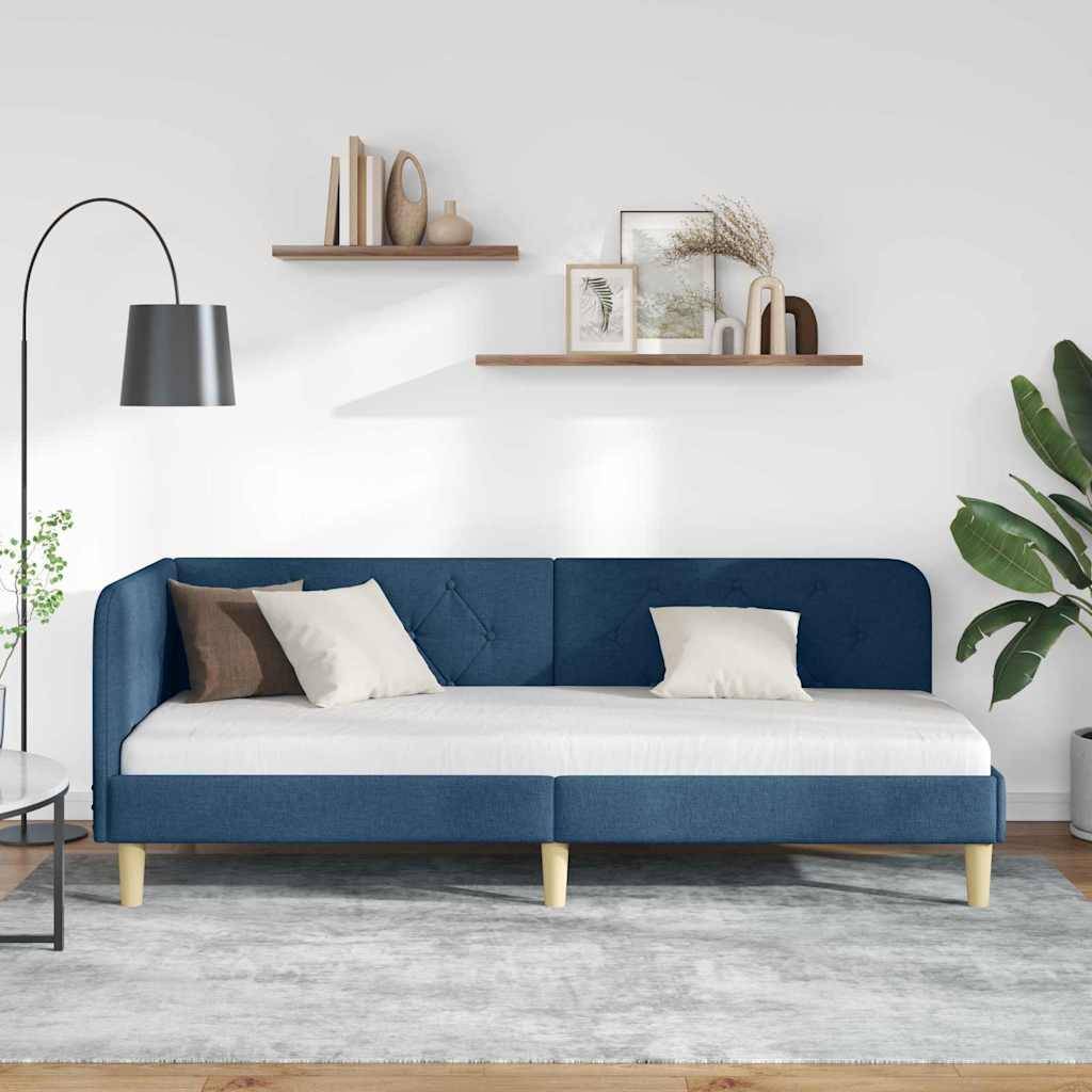 vidaXL Eckbettgestell Blau 80 x 200 cm Stoff