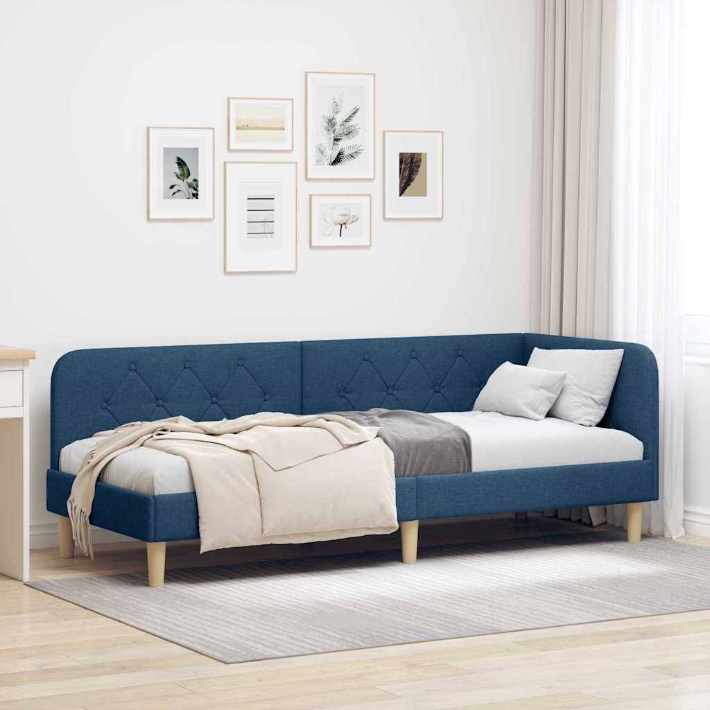vidaXL Eckbettgestell Blau 80 x 200 cm Stoff