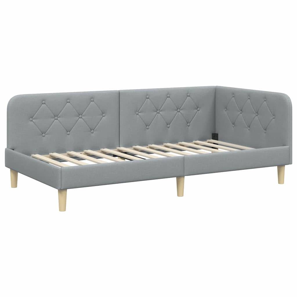 vidaXL Eckbettgestell Hellgrau 100 x 200 cm Stoff