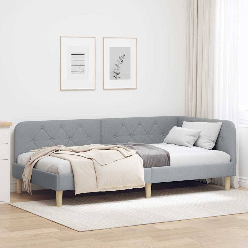 vidaXL Eckbettgestell Hellgrau 100 x 200 cm Stoff