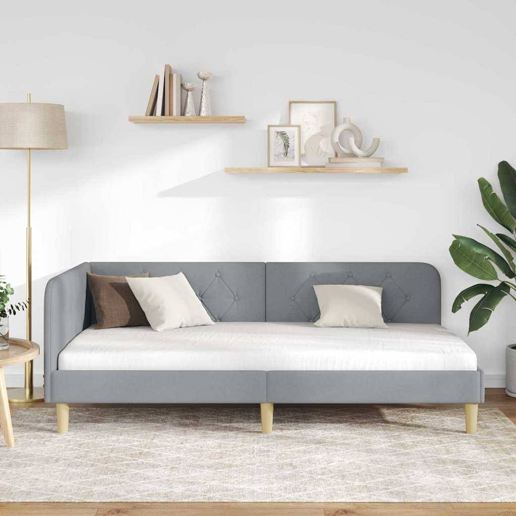 vidaXL Eckbettgestell Hellgrau 90 x 190 cm Stoff