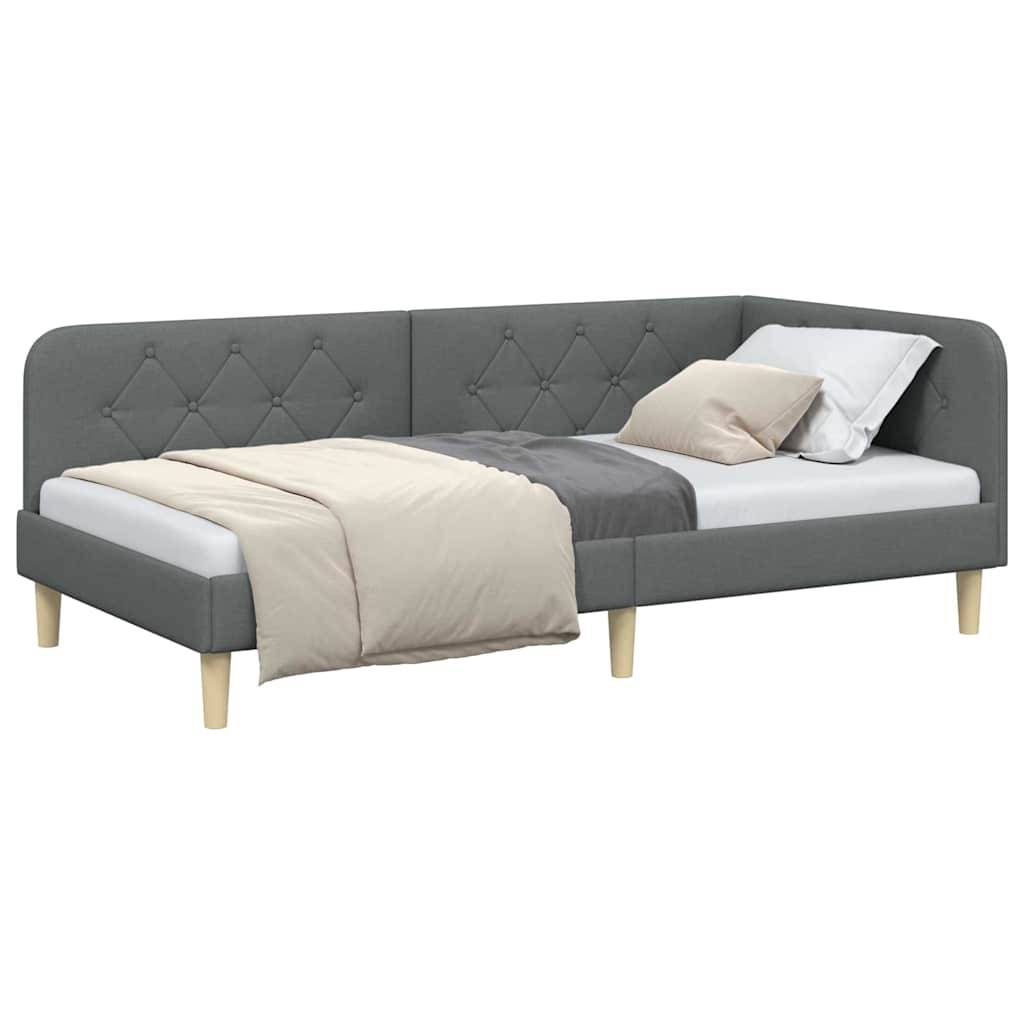 vidaXL Eckbettgestell Dunkelgrau 90 x 200 cm Stoff