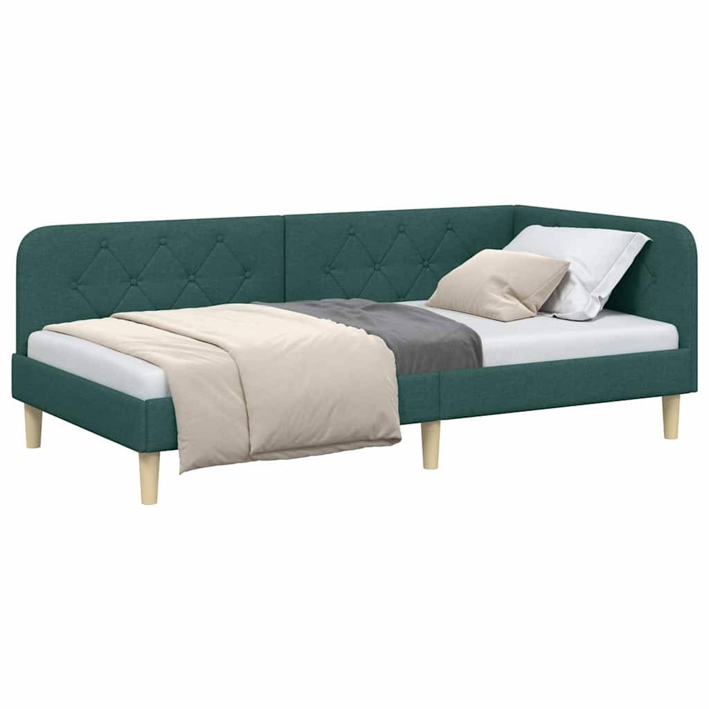 vidaXL Eckbettgestell Dunkelgrün 90 x 200 cm Stoff