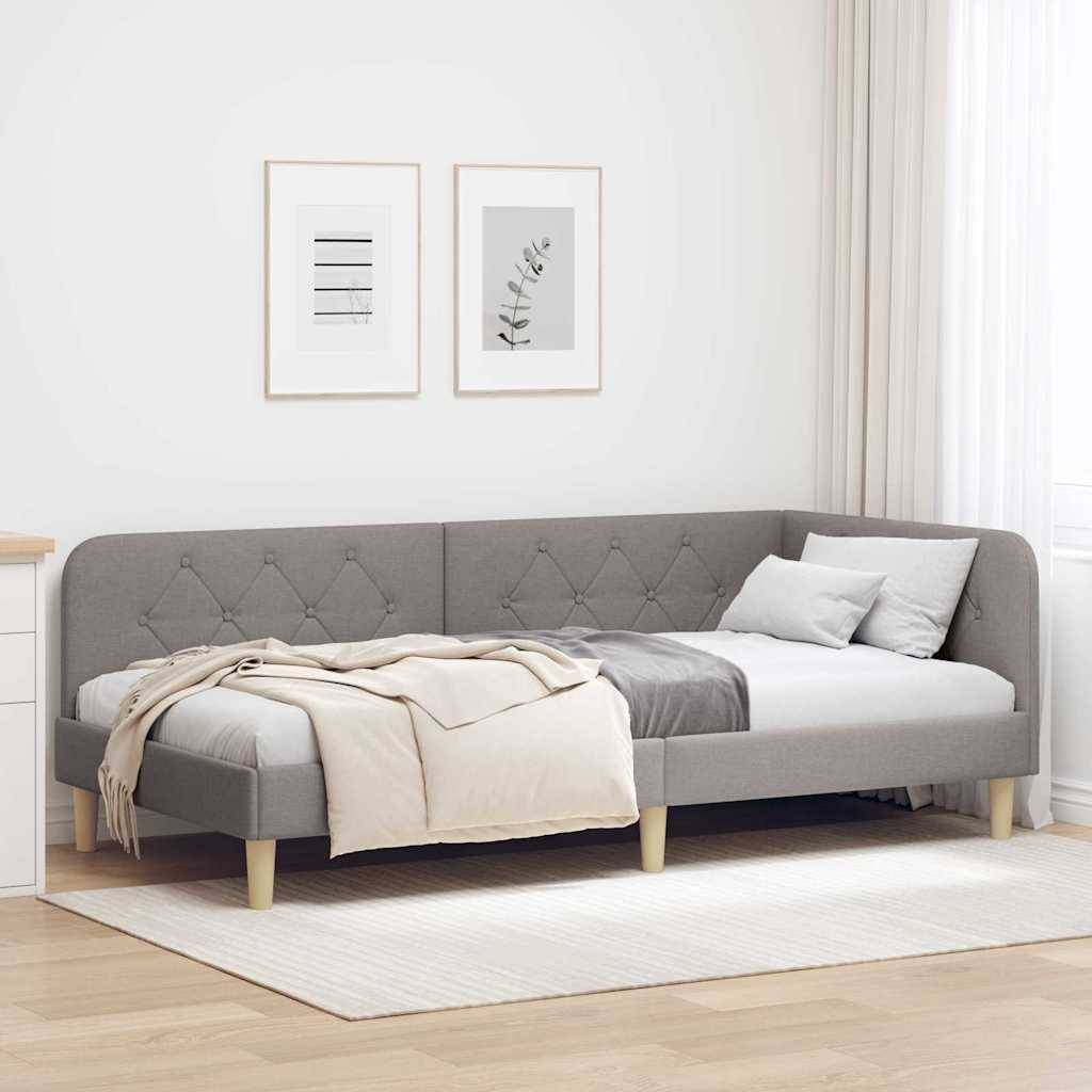 vidaXL Eckbettgestell Taupe 90 x 190 cm Stoff