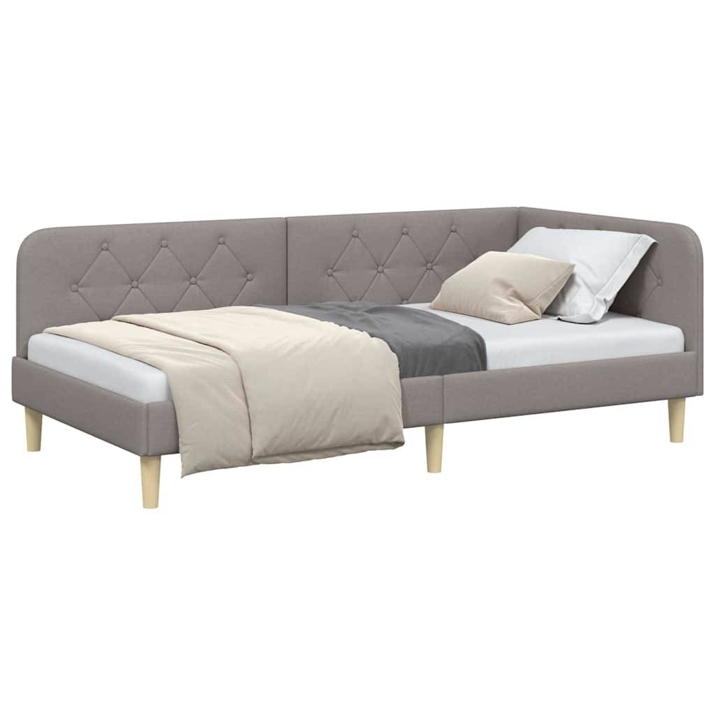 vidaXL Eckbettgestell Taupe 90 x 190 cm Stoff
