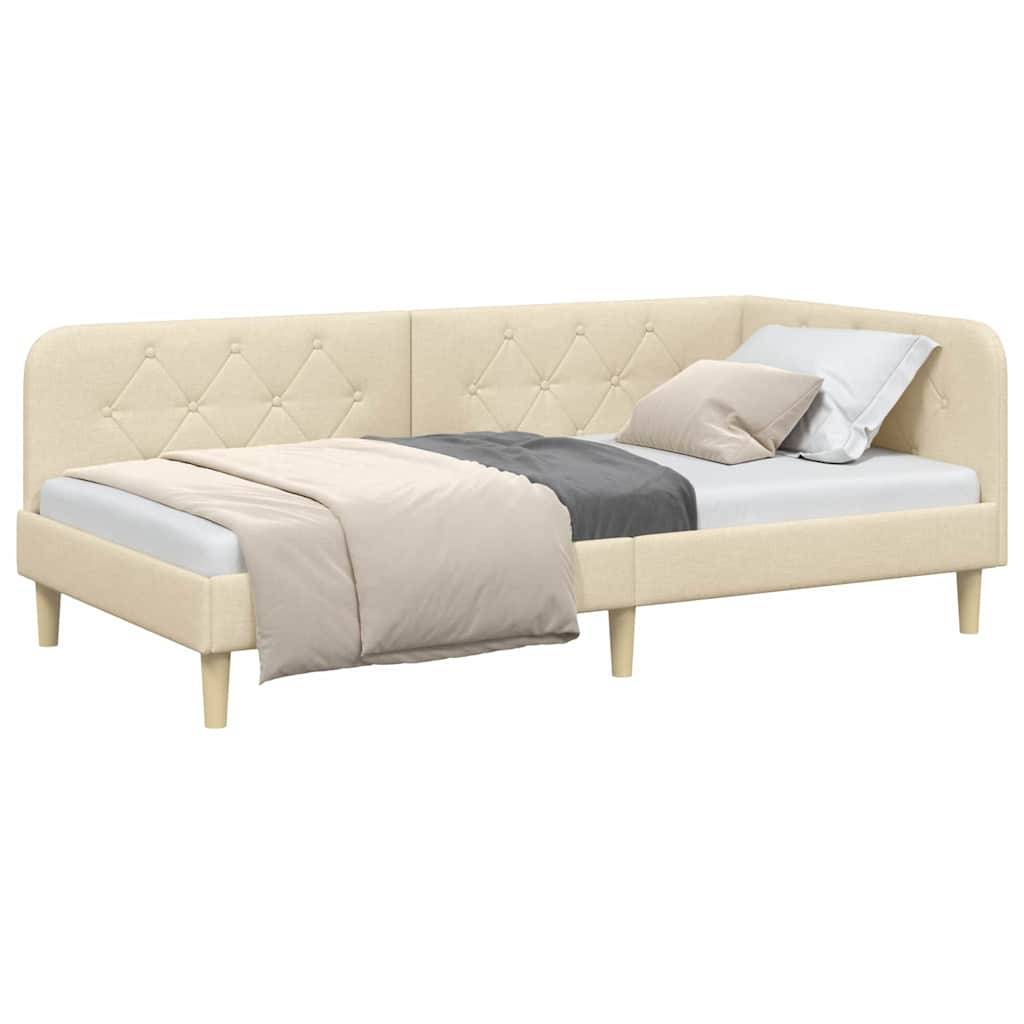 vidaXL Eckbettgestell Creme 100 x 200 cm Stoff