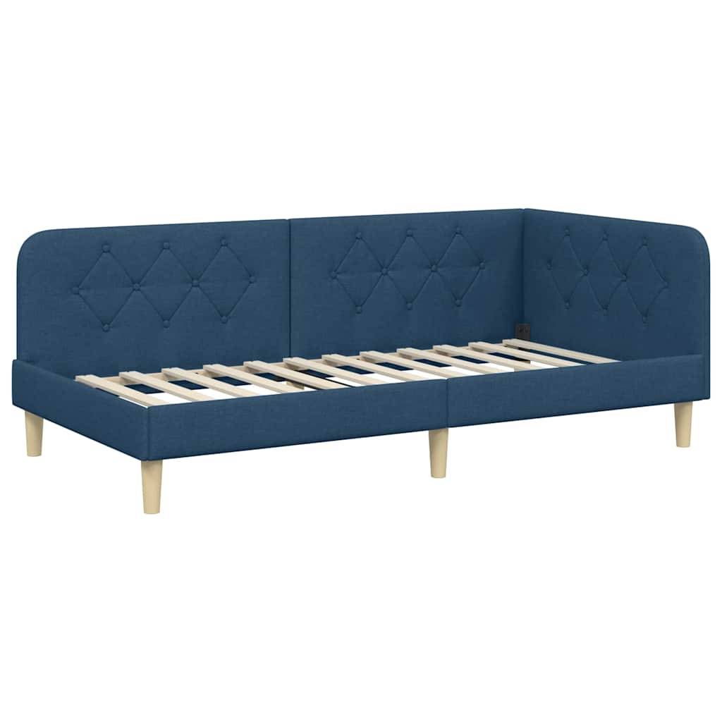 vidaXL Eckbettgestell Blau 100 x 200 cm Stoff